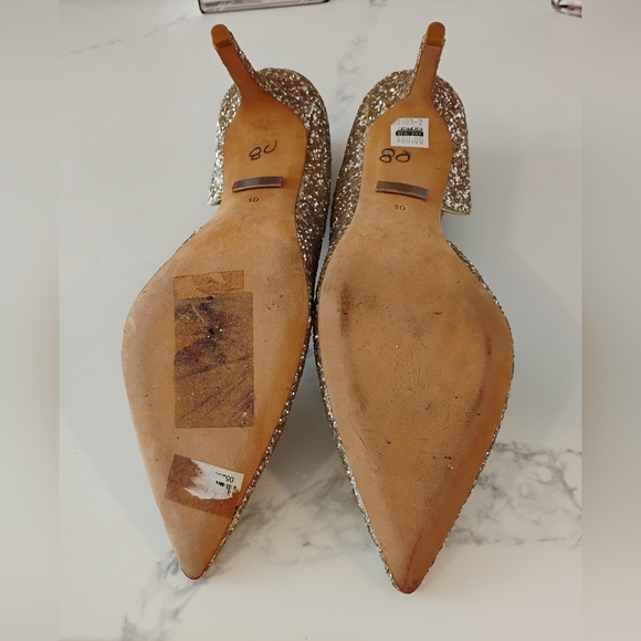 EUC Badgley Mischka Heels - Women's Gold Glitter Pointed-Toe Pumps - Picture 8 of 9